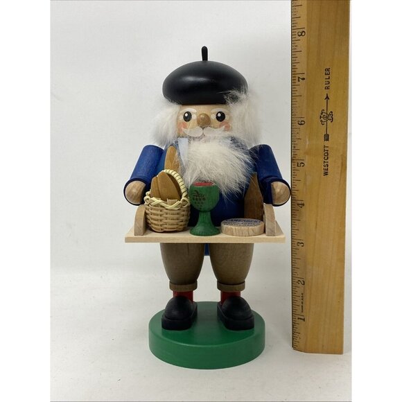 Richard Glasser Seiffen German Wooden Nutcracker French Man Wine & Cheese Bread - Picture 12 of 12